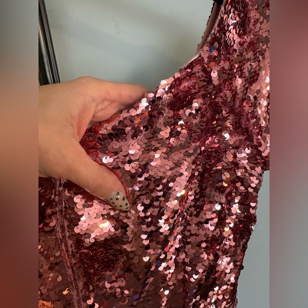 Aidan Mattox Dress Womens 4 Pink Barbie Sequin Party Cocktail Short Sleeve Mini - Picture 7 of 9